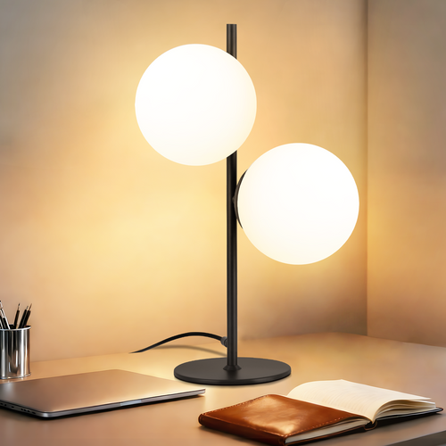 Lampe De Table Noir Vintage Lampe De Table Salon 2 Feux Design Moderne Verre E27