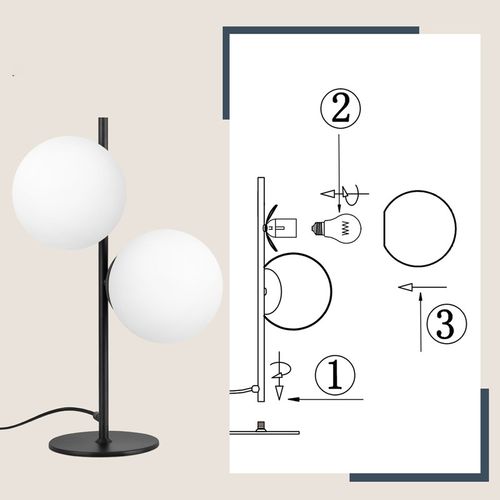 Lampe De Table Noir Vintage Lampe De Table Salon 2 Feux Design Moderne Verre E27