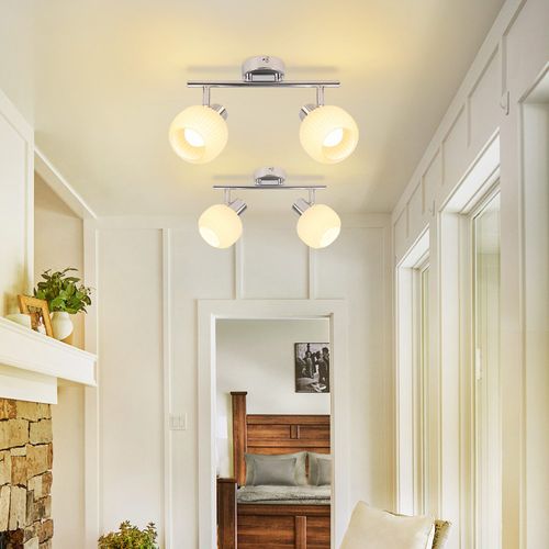 Spot De Plafond 2 Lumières E14 Verre Lampe De Plafond Vintage Pour Salon