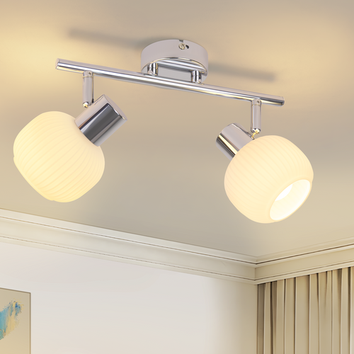 Spot De Plafond 2 Lumières E14 Verre Lampe De Plafond Vintage Pour Salon