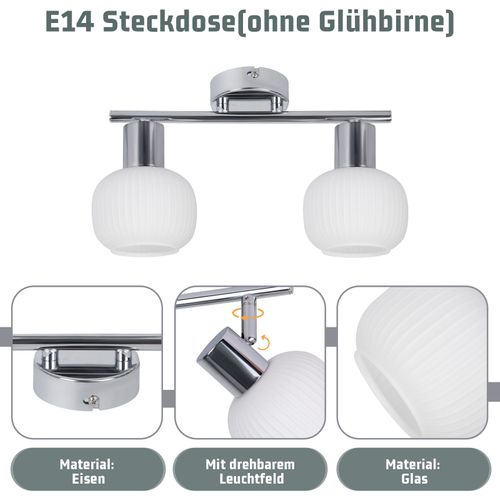 Spot De Plafond 2 Lumières E14 Verre Lampe De Plafond Vintage Pour Salon