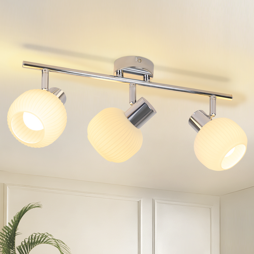 Spot Vintage Blanc 3 Lumières Avec Verre Spot E14 Pour Salon Modernes