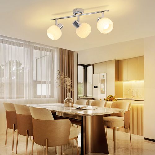 Spot Vintage Blanc 3 Lumières Avec Verre Spot E14 Pour Salon Modernes