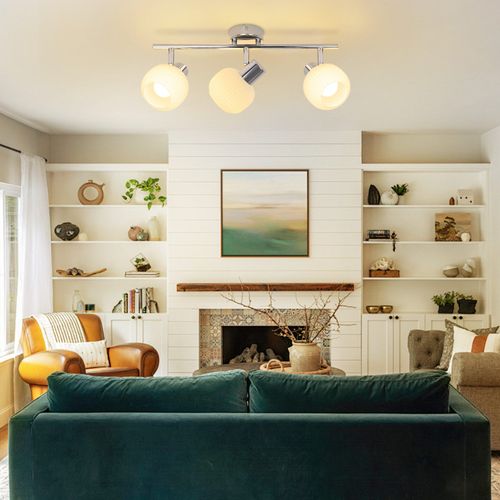 Spot Vintage Blanc 3 Lumières Avec Verre Spot E14 Pour Salon Modernes