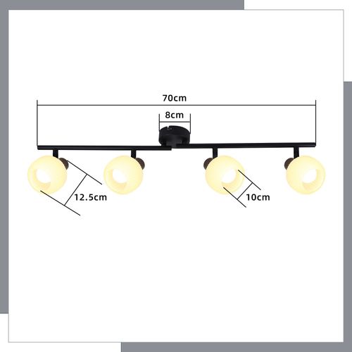 Spot Vintage 4 Lumières E14 En Verre Pour Salon