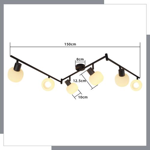Spot Moderne 6 Lumières E14 En Verre Et Fer Noir Pour Salon
