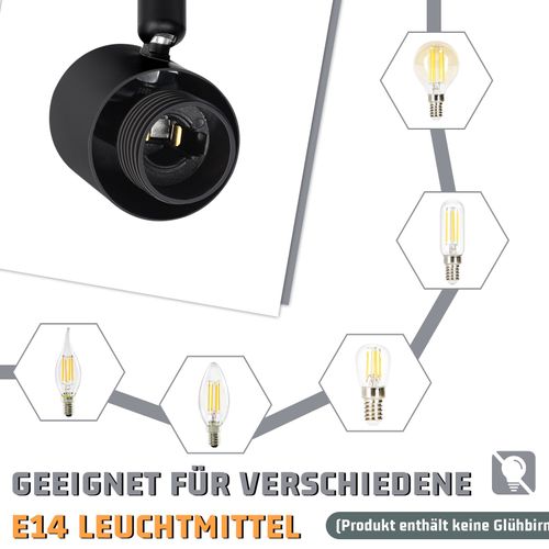 Spot Moderne 6 Lumières E14 En Verre Et Fer Noir Pour Salon