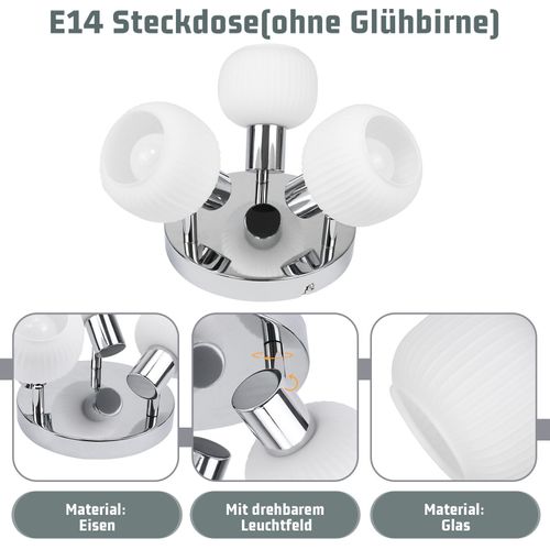 Spot De Plafond 3 Flammes E14 Verre Abat-jour Lampe De Plafond Vintage Salon