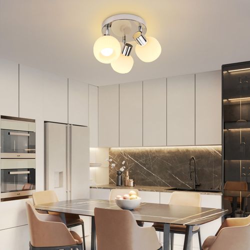 Spot De Plafond 3 Flammes E14 Verre Abat-jour Lampe De Plafond Vintage Salon