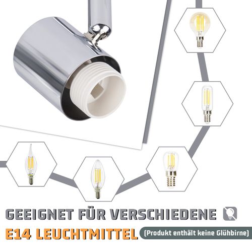 Spot De Plafond 4 Lumières E14 Verre Abat-jour Lampe De Plafond Vintage