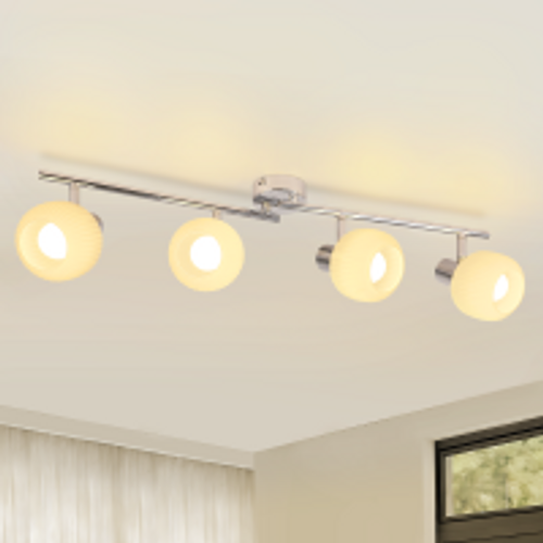 Spot De Plafond 4 Lumières E14 Verre Abat-jour Lampe De Plafond Vintage