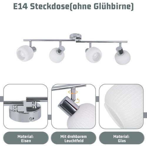 Spot De Plafond 4 Lumières E14 Verre Abat-jour Lampe De Plafond Vintage