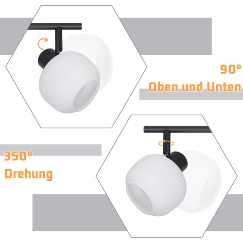 Spot De Plafond 2 Lumières E14 Verre Abat-jour Lampe De Plafond Vintage