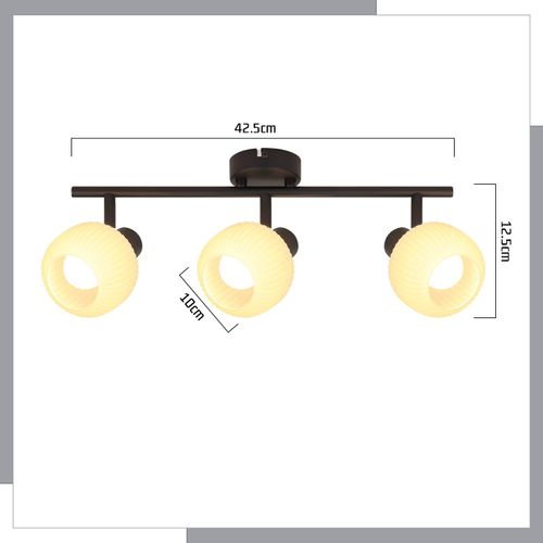 Spot Vintage Noir à 3 Lumières Avec Verre E14 Pour Salon