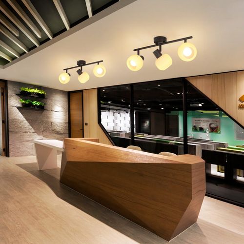 Spot Vintage Noir à 3 Lumières Avec Verre E14 Pour Salon