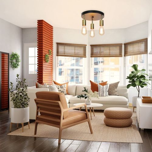 Spot De Plafond 3 Lumières Vintage E27 Spot Noir Pour Chambre à Coucher