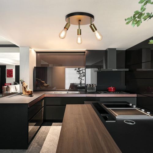 Spot De Plafond 3 Lumières Vintage E27 Spot Noir Pour Chambre à Coucher