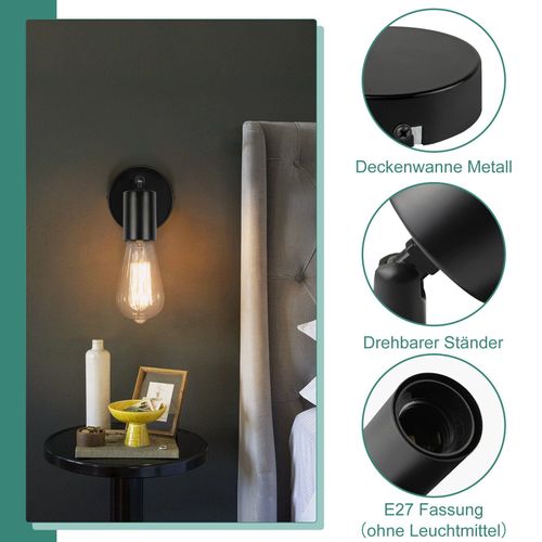 Spot E27 Noir Vintage Spot De Plafond Pour Chambre