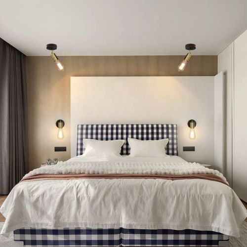 Spot De Plafond 1 Lumière Vintage E27 En Métal Doré Avec Spot Industriel