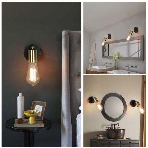 Spot De Plafond 1 Lumière Vintage E27 En Métal Doré Avec Spot Industriel