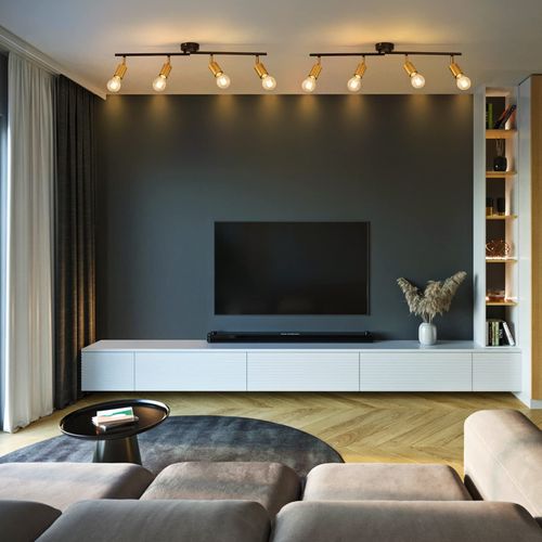 Spot De Plafond Vintage Spot E27 Noir Avec 4 Spots Orientables