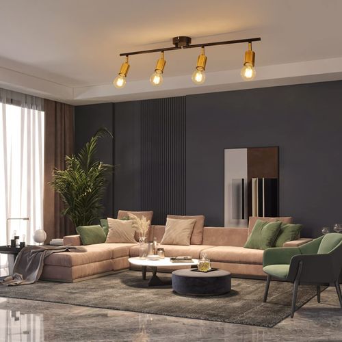 Spot De Plafond Vintage Spot E27 Noir Avec 4 Spots Orientables