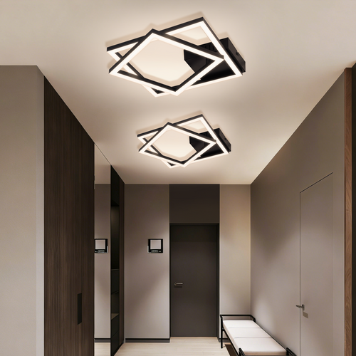 Plafonnier LED Plafonnier Noir 20w 4000k Design Moderne Lampe De Chambre Pour Couloir Bureau