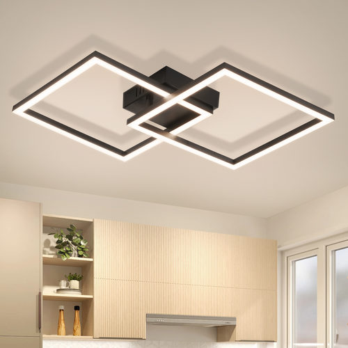 Plafonnier LED Noir 24w 4000k Plafonnier Salon Carrée Design Moderne