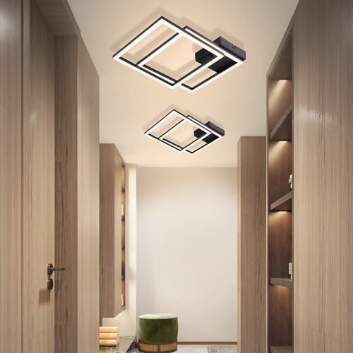 Plafonnier LED Noir 24w 4000k Plafonnier Salon Carrée Design Moderne