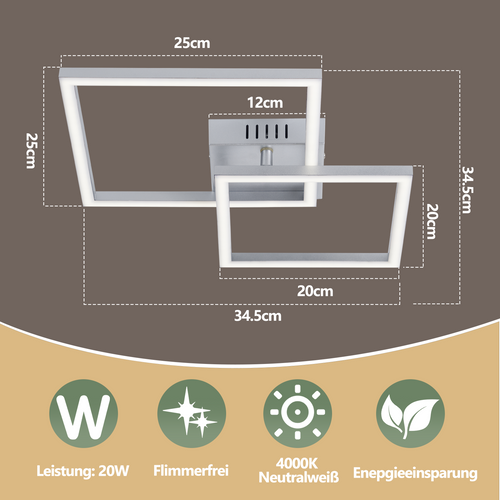 Plafonnier LED Pour Salon 20w 4000k Design Moderne Pivotant Pour Couloir Chambre Bureau Ou Salon
