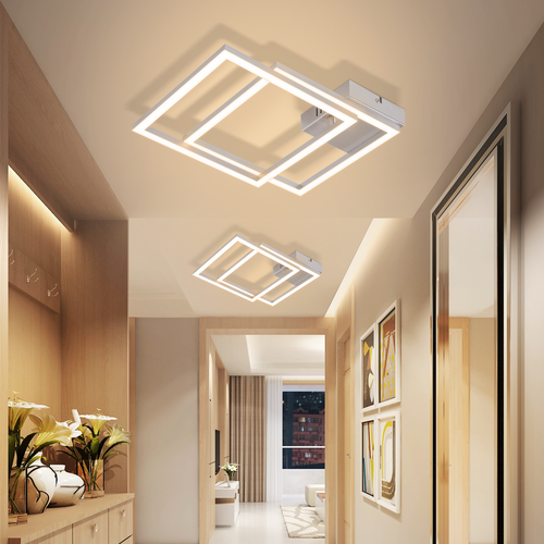 Plafonnier LED Salon 24w Moderne Et Élégant Lampe Carrée Pour Chambre Plafonnier Cuisine Couloir