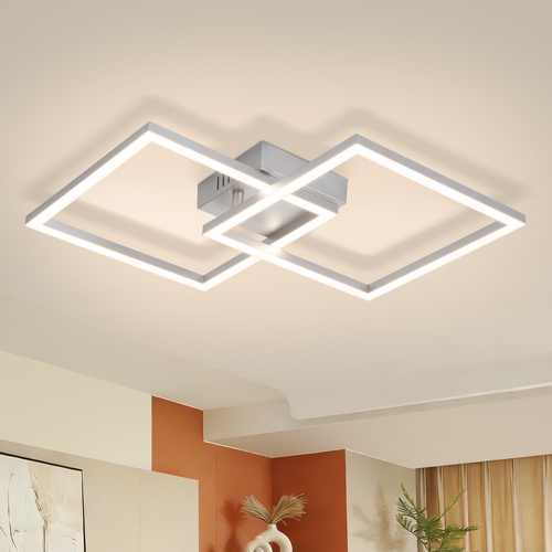 Plafonnier LED Argent 24w 4000k Plafonnier Moderne Plafonnier Carré Pour Cuisine Et Couloir