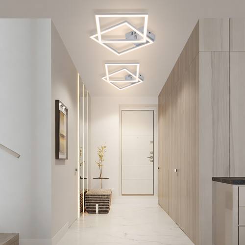 Plafonnier LED Argent 24w 4000k Plafonnier Moderne Plafonnier Carré Pour Cuisine Et Couloir