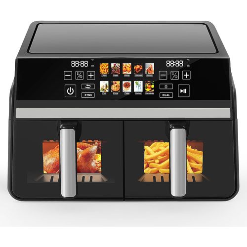 Friteuse Sans Huile Dual Zone 10l Friteuse à Air 2200 W Écran Tactile Compatible Lave-vaisselle