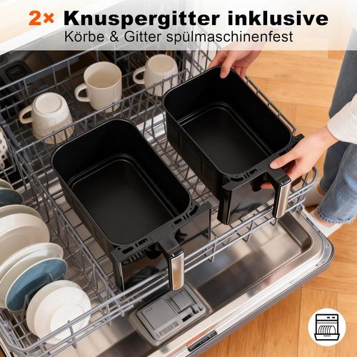 Friteuse Sans Huile Dual Zone 10l Friteuse à Air 2200 W Écran Tactile Compatible Lave-vaisselle