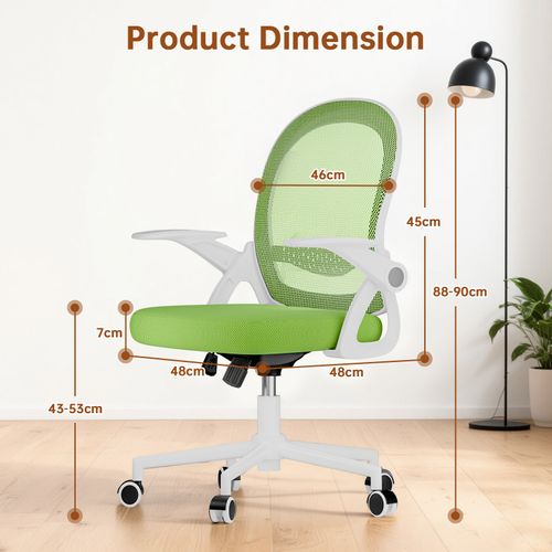 Chaise De Bureau Ergonomique En Maille, Accoudoirs Relevables, Support Lombaire - Vert