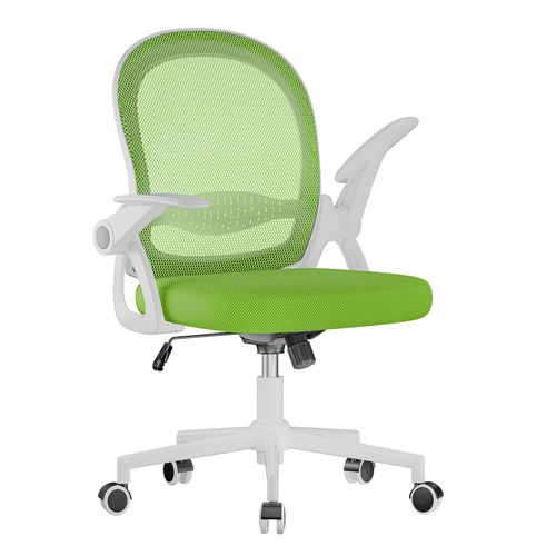 Chaise De Bureau Ergonomique En Maille, Accoudoirs Relevables, Support Lombaire - Vert