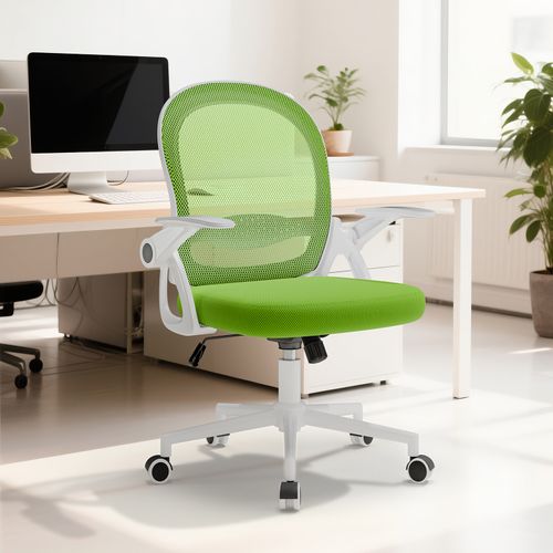 Chaise De Bureau Ergonomique En Maille, Accoudoirs Relevables, Support Lombaire - Vert