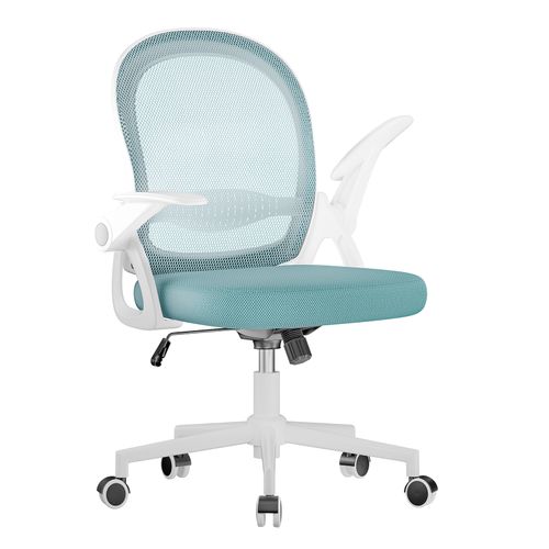 Chaise De Bureau Ergonomique En Maille, Accoudoirs Relevables, Support Lombaire - Bleu