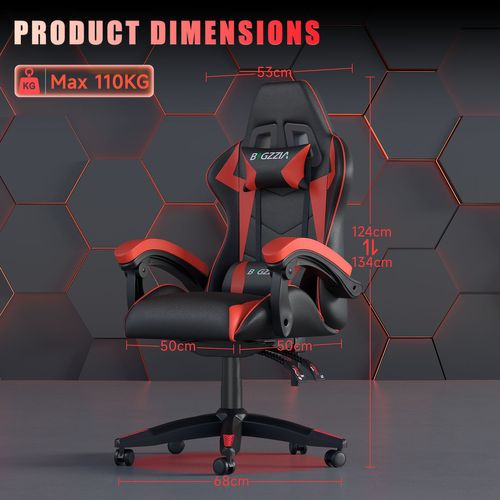Fauteuil Gaming Ergonomique Réglable Avec Coussin Lombaire Et Appui-tête - Noir Et Rouge