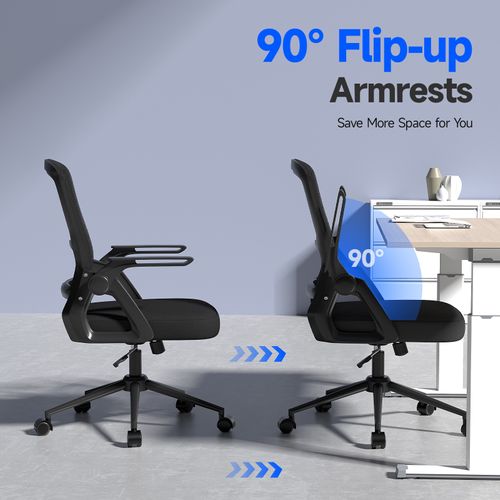 Fauteuil De Bureau, Chaise Ergonomique, Pivotant, Réglable En Hauteur - Noir