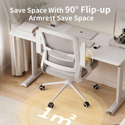 Fauteuil De Bureau, Chaise Ergonomique, Pivotant, Réglable En Hauteur - Gris