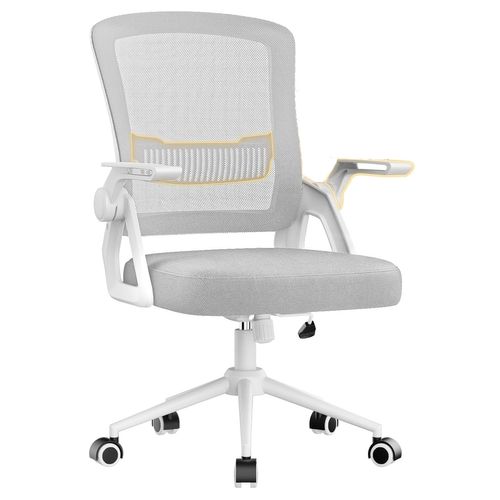 Fauteuil De Bureau, Chaise Ergonomique, Pivotant, Réglable En Hauteur - Gris