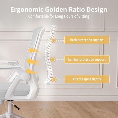 Fauteuil De Bureau, Chaise Ergonomique, Pivotant, Réglable En Hauteur - Gris