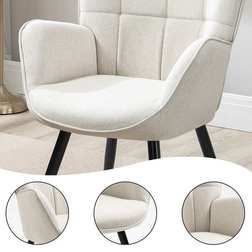 Fauteuil Relax Fauteuil De Bureau Style Scandinave En Tissu Beige Avec Pieds En Métal Noir Et Or