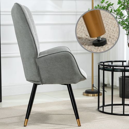Fauteuil Scandinave Chaise de Canapé de Loisirs Revêtement en Tissu Accoudoirs Rembourés
