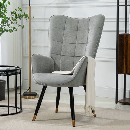 Fauteuil Scandinave Chaise de Canapé de Loisirs Revêtement en Tissu Accoudoirs Rembourés