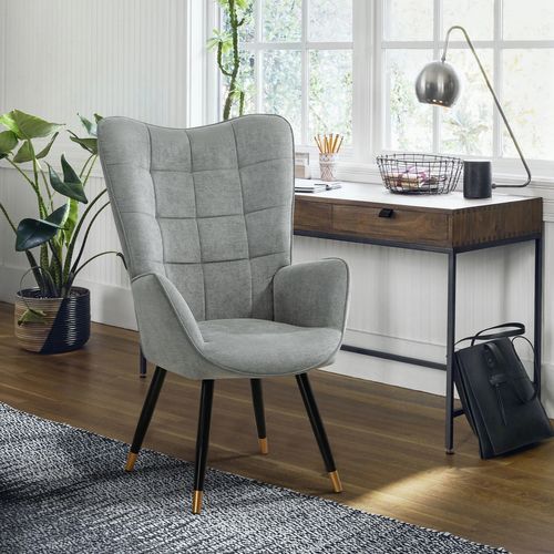 Fauteuil Scandinave Chaise de Canapé de Loisirs Revêtement en Tissu Accoudoirs Rembourés