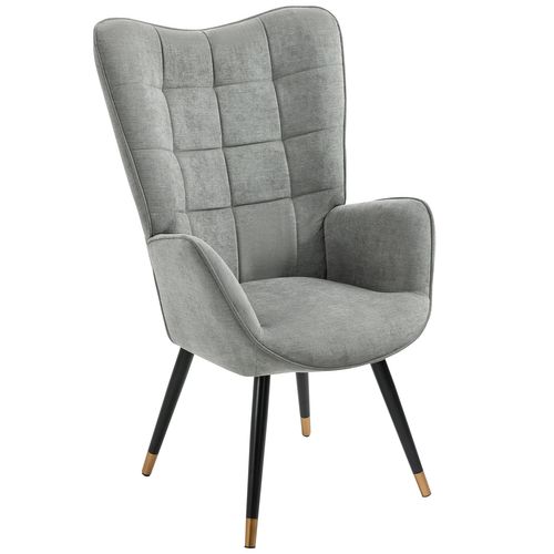 Fauteuil Scandinave Chaise de Canapé de Loisirs Revêtement en Tissu Accoudoirs Rembourés