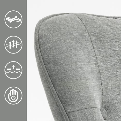 Fauteuil À Bascule Rocking Chair Scandinave En Tissu Avec Pieds En E' Bois Métal, Gris